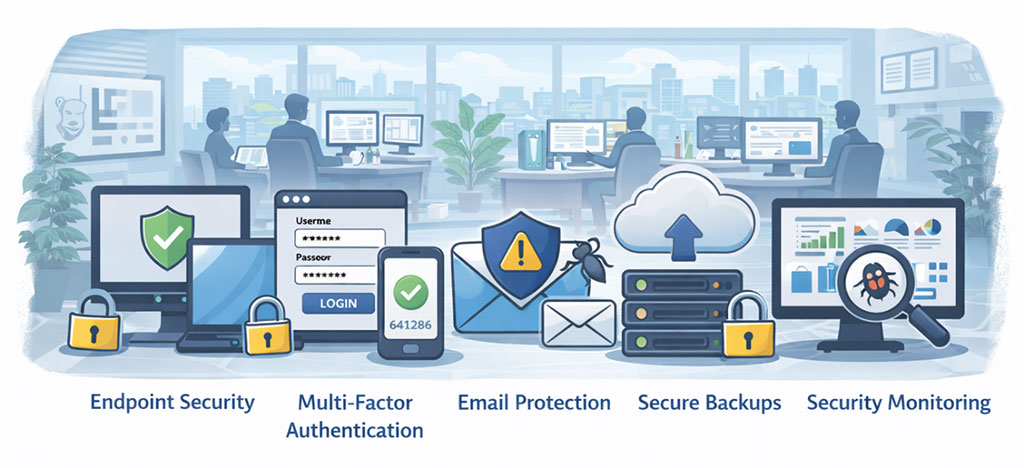 What Cybersecurity Protections Should a 20–50 Employee Business Have in 2026?