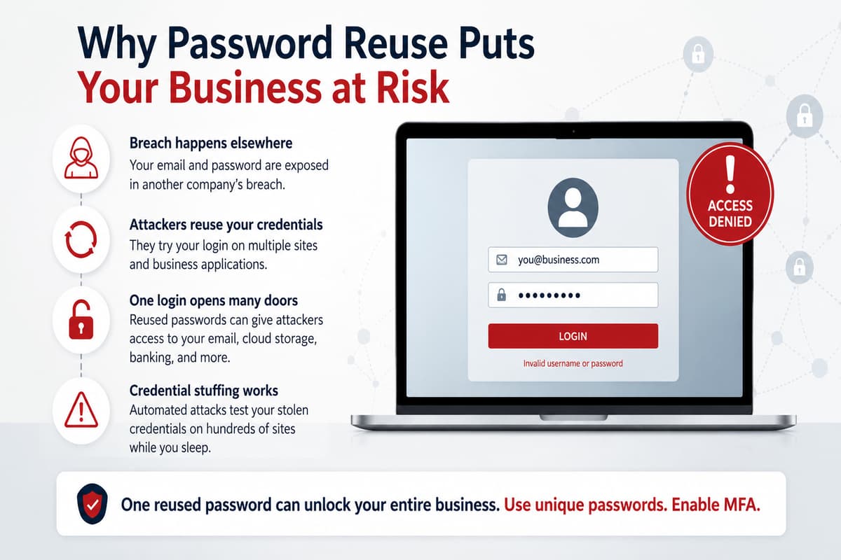 Password manager and MFA security layers for North Little Rock and Conway business accounts